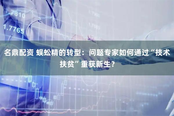 名鼎配资 蜈蚣精的转型：问题专家如何通过“技术扶贫”重获新生？