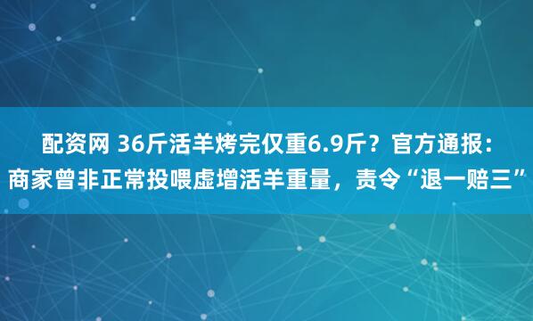 配资网 36斤活羊烤完仅重6.9斤？官方通报：商家曾非正常投喂虚增活羊重量，责令“退一赔三”